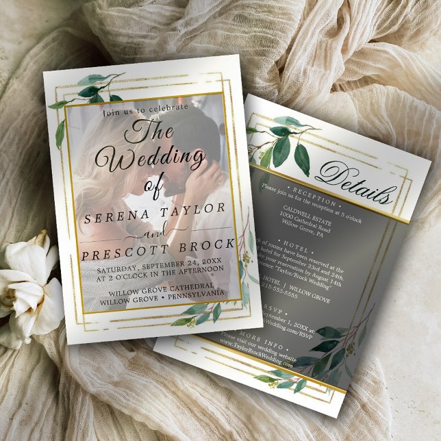 Convite para Casamento de Vellum Elegante Eucalypt (Criador carregado)