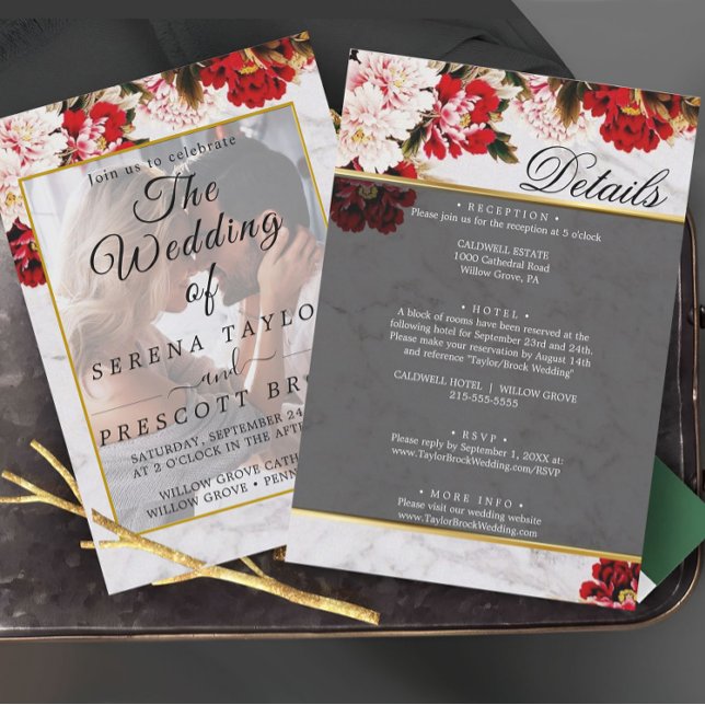 Convite para Casamento de Vellum Elegante Floral B (Criador carregado)