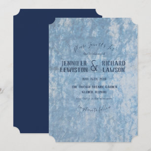 Convite para Casamento de Veludo Azul Esmagado