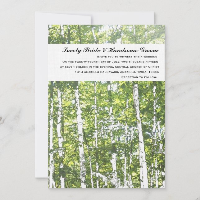 Convite para Casamento de Verão de Florestas Verde (Frente)