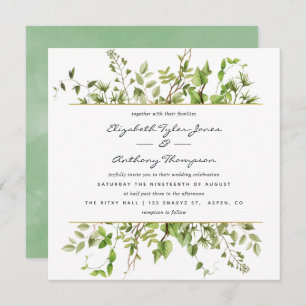 Convite para Casamento de Vestígios de Água Verde