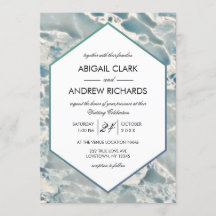 Convite para Casamento de Vidro Oceano Azul de Pra