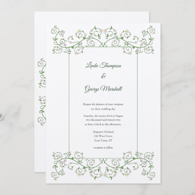 Convite para Casamento de Vine Heart Trellis (Frente/Verso)