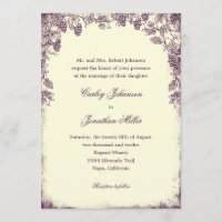 Convite para Casamento de Vineyard Rustic - Roxo