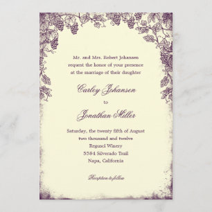 Convite para Casamento de Vineyard Rustic - Roxo