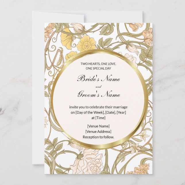 Convite Para Casamento De Vinhas Florais (Frente)