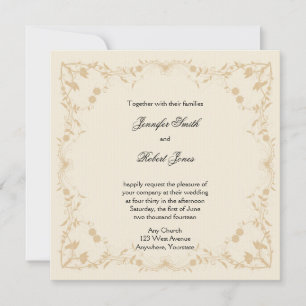 Convite Para Casamento De Vintage Floral Dourado