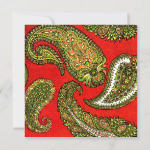 Convite para Casamento de Vivid Red Paisley