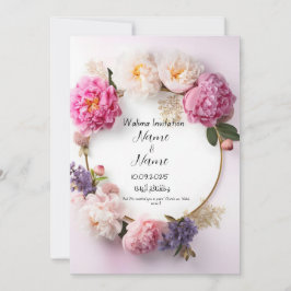 Convite para casamento de walima cor-de-rosa-Flora
