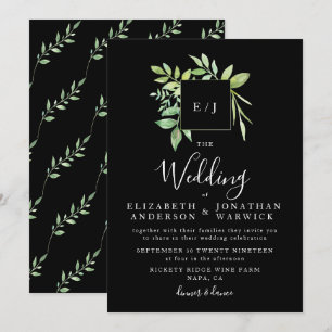 Convite para Casamento de Watercolor Greenery Leaf