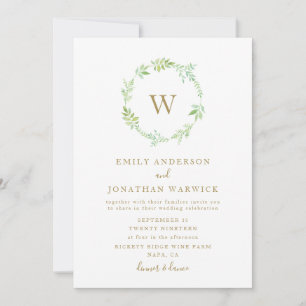 Convite para Casamento de Watercolor Greenery Wrea
