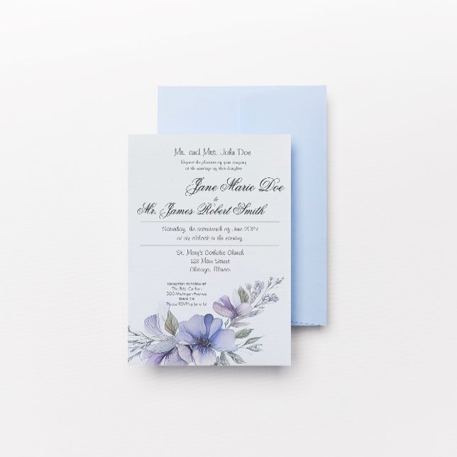 Convite Para Casamento De Wildflower Periwinkle (Criador carregado)