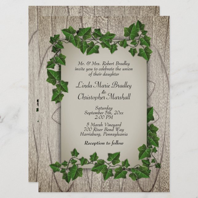 Convite Para Casamento De Woodland (Frente/Verso)