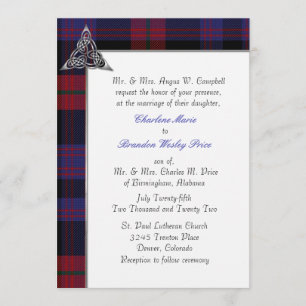 Convite para Casamento de Xadrez Brown Clan Tartan