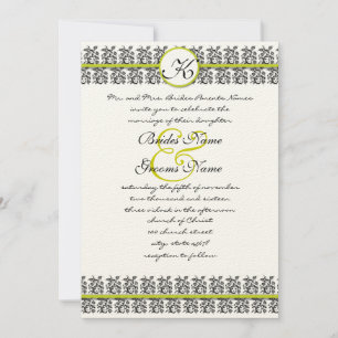 Convite para casamento do Apple Green Damask Borde