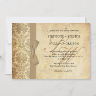 Convite para casamento do Arco de marfim de Damask