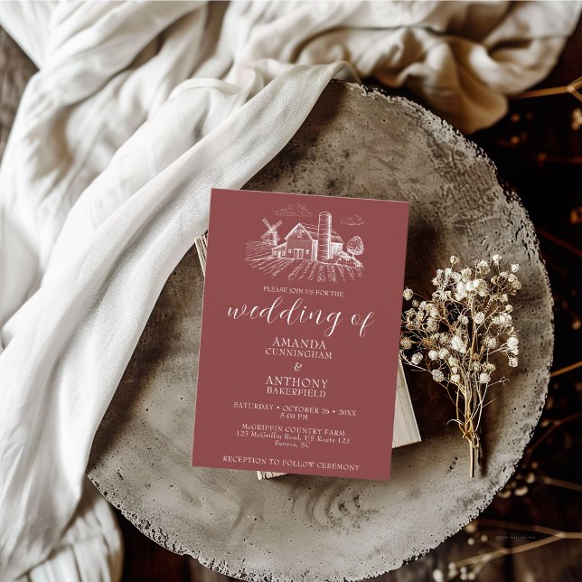 Convite para Casamento do Barn Ocidental do País (Criador carregado)