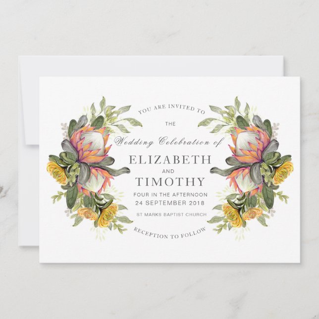 Convite para casamento do Buquê King Protea (Frente)