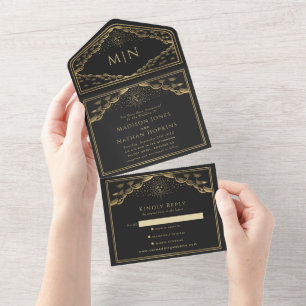 Convite para casamento do cartão tarot Elegante Su