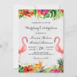Convite para casamento do Casal Flamingo Floral Tr