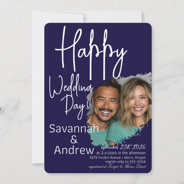 Convite para casamento do Classic Elegant Script (Frente)