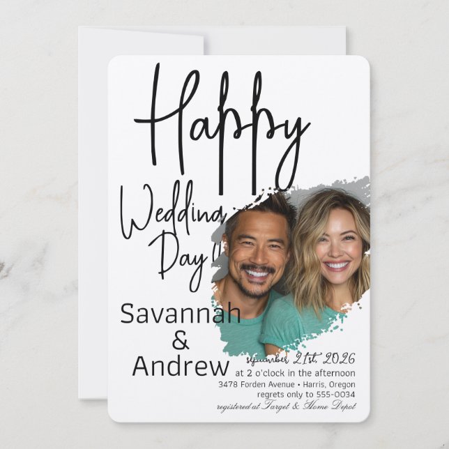 Convite para casamento do Classic Elegant Script (Frente)