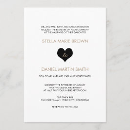 Convite para Casamento do Coração Branco e Negro M