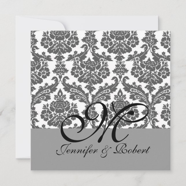 convite para casamento do damasco preto (Frente)