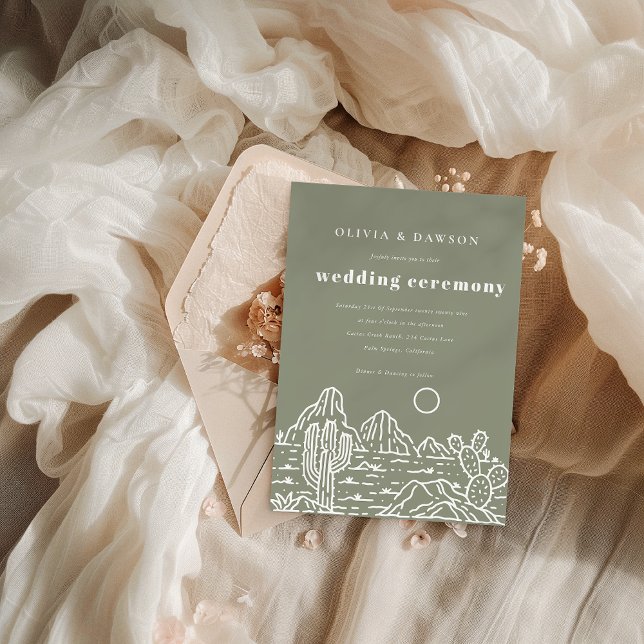 Convite para Casamento do Deserto de Arte da Linha (Criador carregado)