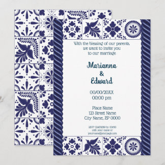 Convite para casamento do Design Talavera mexicano