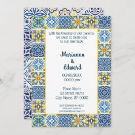Convite para casamento do Design Talavera mexicano