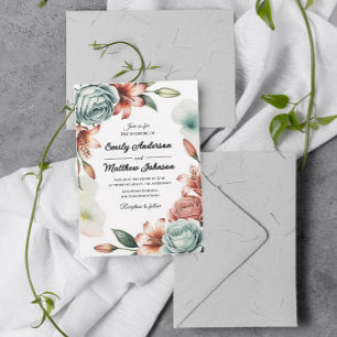 Convite para Casamento do Designer de Rosa Azul Mo