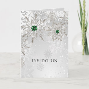 convite para casamento do esmerald green snowflake