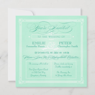 Convite para casamento do estilo Poster verde da d