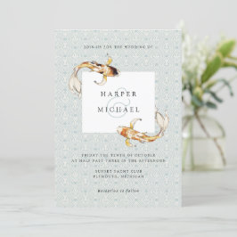 convite para casamento do koi de carpa d'água