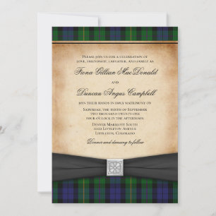 Convite para casamento do MacBride Tartan escocês