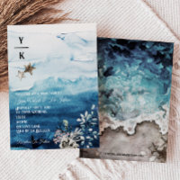 Convite para Casamento do Monograma do Oceano Russ