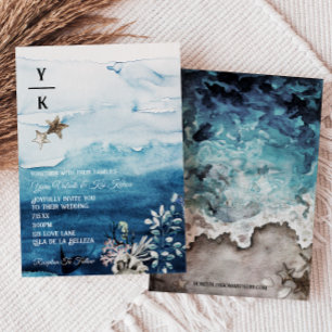 Convite para Casamento do Monograma do Oceano Russ