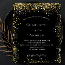 Convite para casamento do orçamento de ouro negro