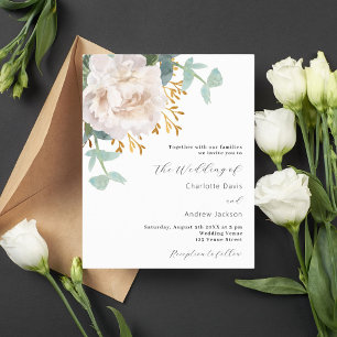 Convite para casamento do orçamento floral branco