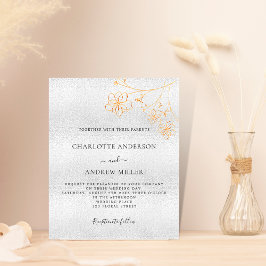 Convite para casamento do orçamento floral de ouro