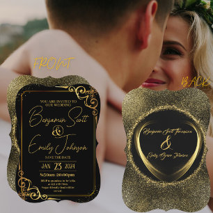 convite para casamento do ouro e da elegância mode