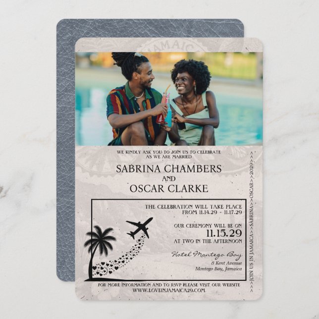 Convite para casamento do Passaporte Silver Jamaic (Frente/Verso)