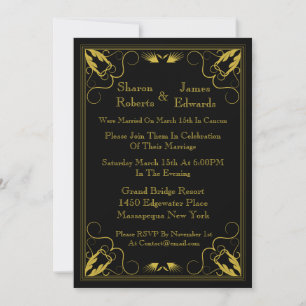 Convite para Casamento do Posto Dourado Black Vint