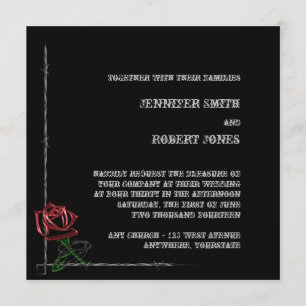 Convite para casamento do Rosa de Barbed Wire Goth