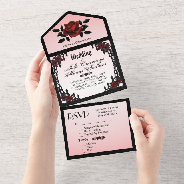 Convite para casamento do Rosa do Trimestre Francê (Aba destacável)