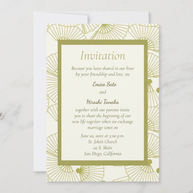 Convite para casamento do ventilador dobrado em ja (Frente)