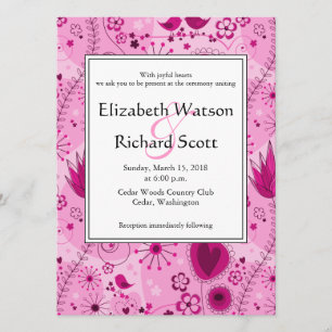 Convite para casamento do Whimsical Garden em Pink