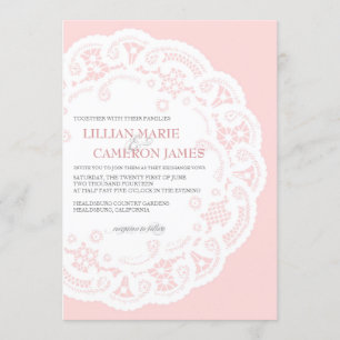 Convite para Casamento Doily Blush Lace