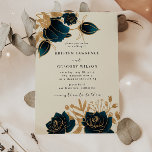 Convite para Casamento Dourado de Aquarela e Verde<br><div class="desc">Nossa coleção 'Watercolor Dourado Rosa Wedding'' apresenta uma rica camada de aquarela em esmeralda e safira com rosas de mesma cor e folhagem dourada. As letras decorativas fazem parte de um script personalizado, mas podem ser incorporadas em um design de monograma a seu pedido. Veja na nossa loja mais itens...</div>